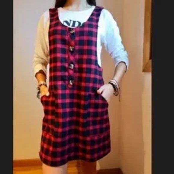 Zara Red Plaid Girls Jumper size 8 - Picture 1 of 6